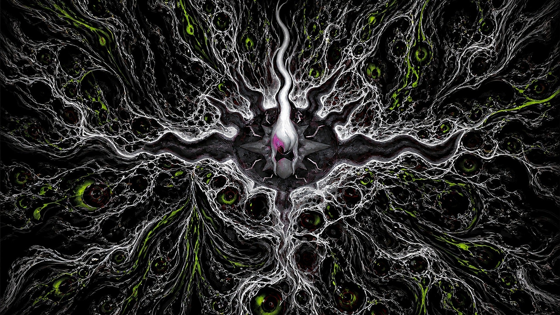 Pitch Black Special Illustration Rare mural: Mega Darkrai ex in a wide pitch-black ink vortex, English Mega Evolution PBL