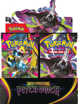 Pitch Black booster box front display with Darkrai artwork and Mega Evolution set logo