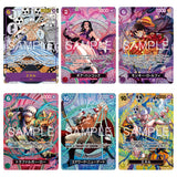 One Piece OP-15 chase showcase: manga Enel plus high-value SP cards (Hancock, Luffy, Law, Whitebeard, Enel); not guaranteed