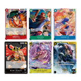 Example cards from One Piece OP-17 including Monkey.D.Luffy leader and Shanks; not guaranteed