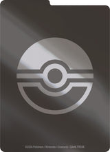Pitch Black ETB dark gray card divider back with silver Poké Ball and diagonal streaks