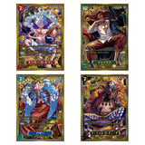 One Piece OP-17 gold SP cards: Monkey.D.Luffy, Shanks, Buggy and Marshall.D.Teach; not guaranteed