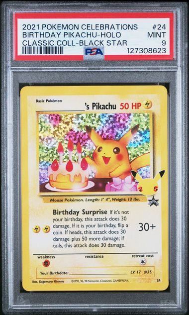 2021 Pokemon Celebrations Classic Collection Birthday Pikachu #24 PSA 9